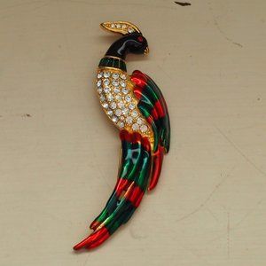 Enamel Peacock Brooch